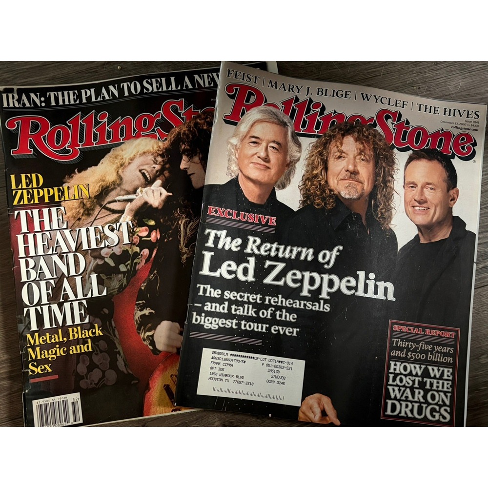 Lot of 2! Y2k Vintage Rolling Stones Magazine 2007 The Return of Led Zeppelin